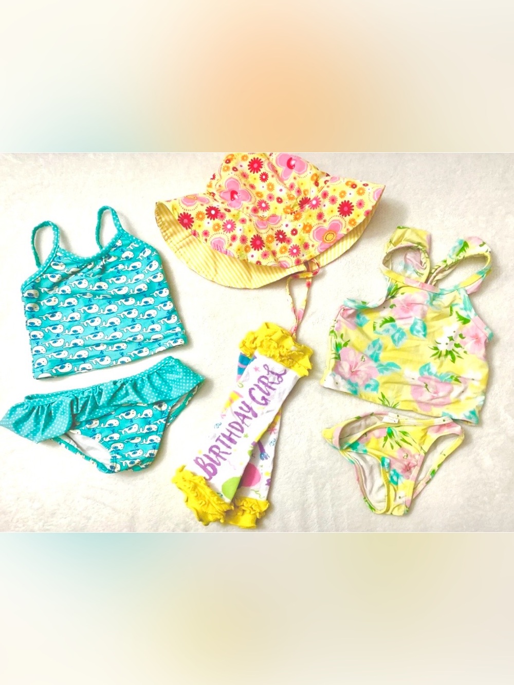 Lot Cute Girls Swimsuit Set Size 18-24 Excellent Condition